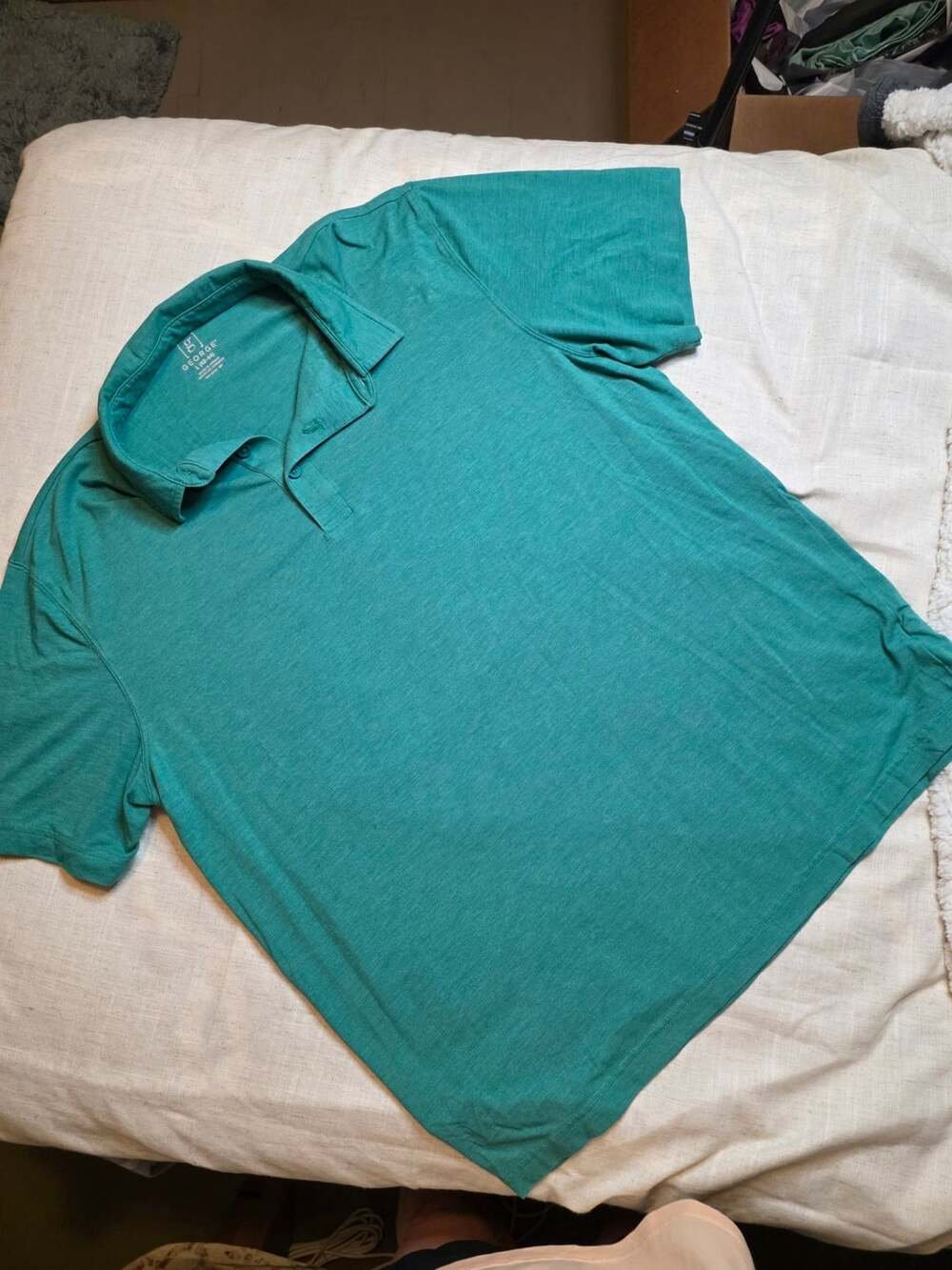 George Men's Green Short Sleeve Polo Shirt Size L (42-44)